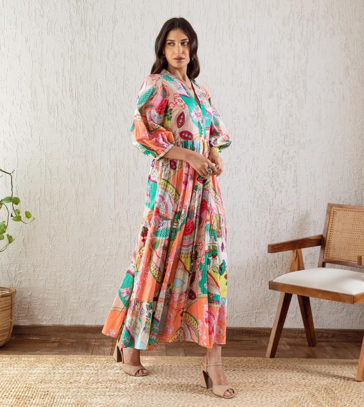Image of Sheetal Associates Women's Fit and Flare Dress with Regular Sleeves | Comfortable Relaxed Fit Summer Dress