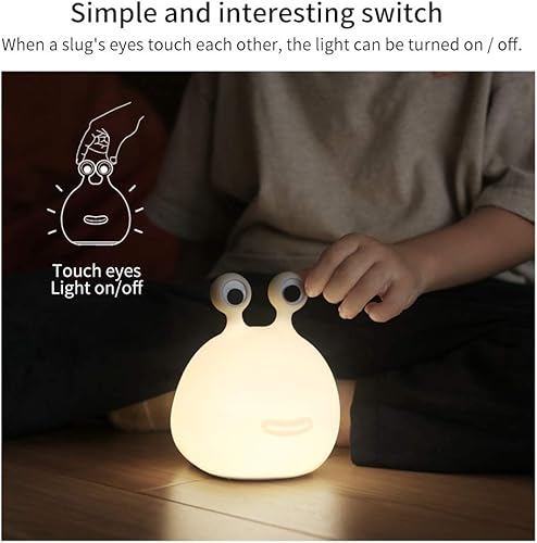 Miniatura 3 de Luz nocturna de babosa, bonita lámpara de bebé de silicona con sensor táctil, lámparas recargables USB, lámpara de noche de animales, lámpara de