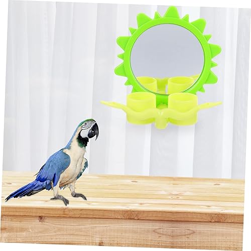 Miniatura 4 de balacoo Espejo con soporte Percha para loros Beber Conure Estuche africano Tazones de columpio de agua Plástico Comer pájaros para grises Perca