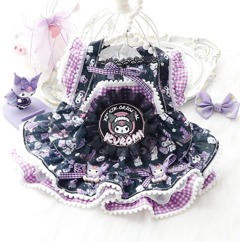 Miniatura 2 de Vestidos de princesa para perros pequeños Kuromi para perros pequeños, ropa de lolita, disfraz gótico de encaje, lindo abrigo para mascotas, trajes