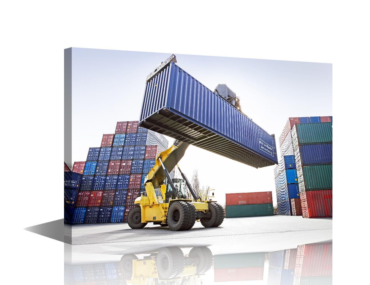 TISHIRON 1 Panel Canvas Wall Art Stacker mit Container Pictures Posters for Home Office Wall Decoration, Container Artwork Stretched and Framed Gallery-Wrapped Ready to Hang, 24" Wx16 H
