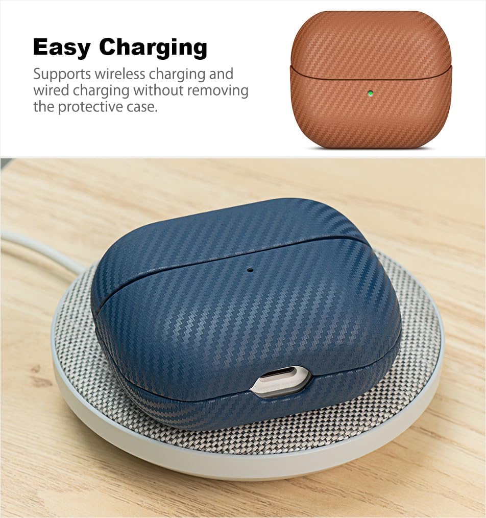 Leather Case - for Samsung Galaxy Buds 3 / Buds3 FE/Buds 3 Pro Case Cover - Selected Skin-Friendly Leather, Carbon Fibre Texture, Handmade Protective Cover for Samsung Buds Pro 3 - Brown - Image 7