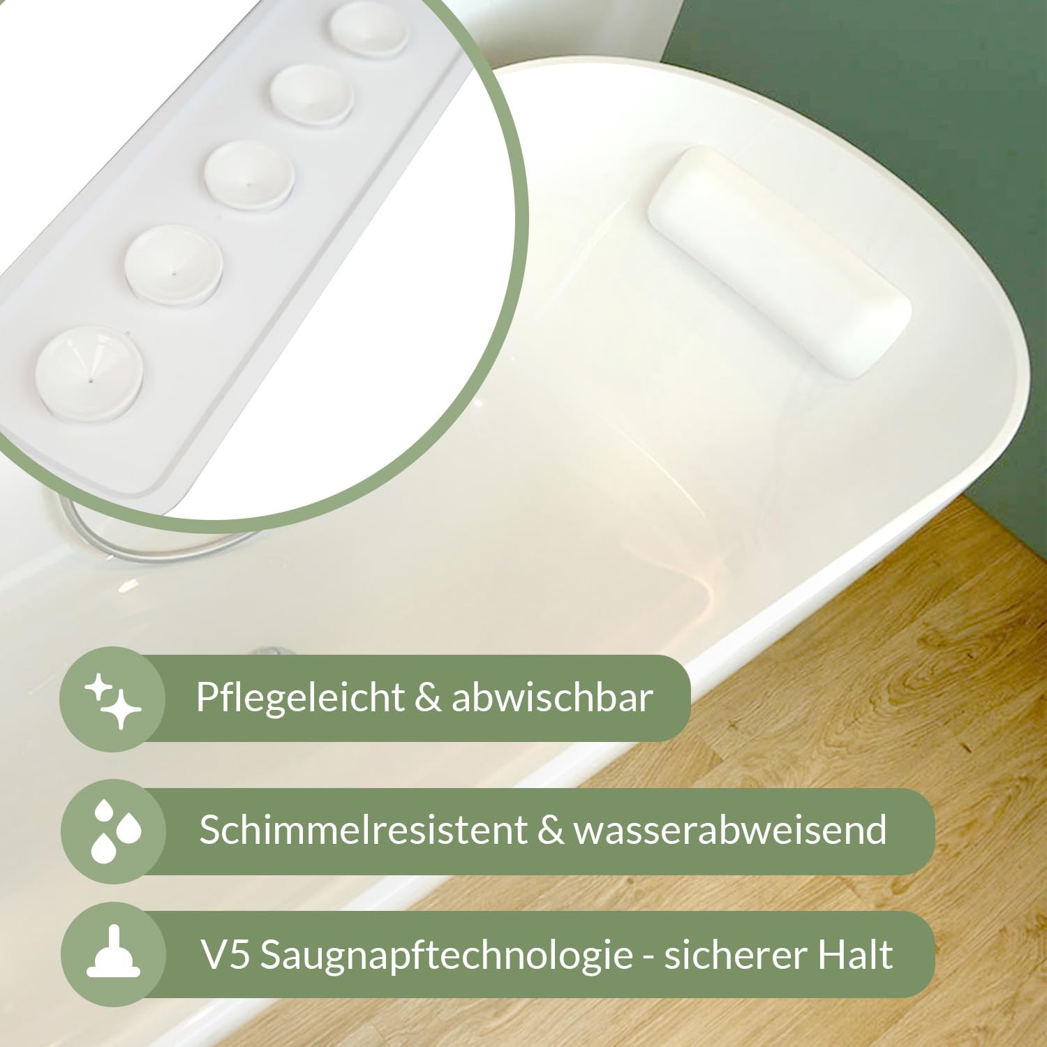 Wannenkissen für Badewanne 2er Pack – Ergonomisches Nackenkissen mit starkem Halt für Nacken & Rücken – Hygienisch & Pflegeleicht – Flexibel platzierbar – Ideal für Whirlpool & Entspannung
