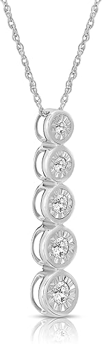 Vista 3 de Colgante de oro o plata de 10 quilates con collar de cadena de plata de ley (13 cttw, color I-J, claridad I2-I3), 18 pulgadas