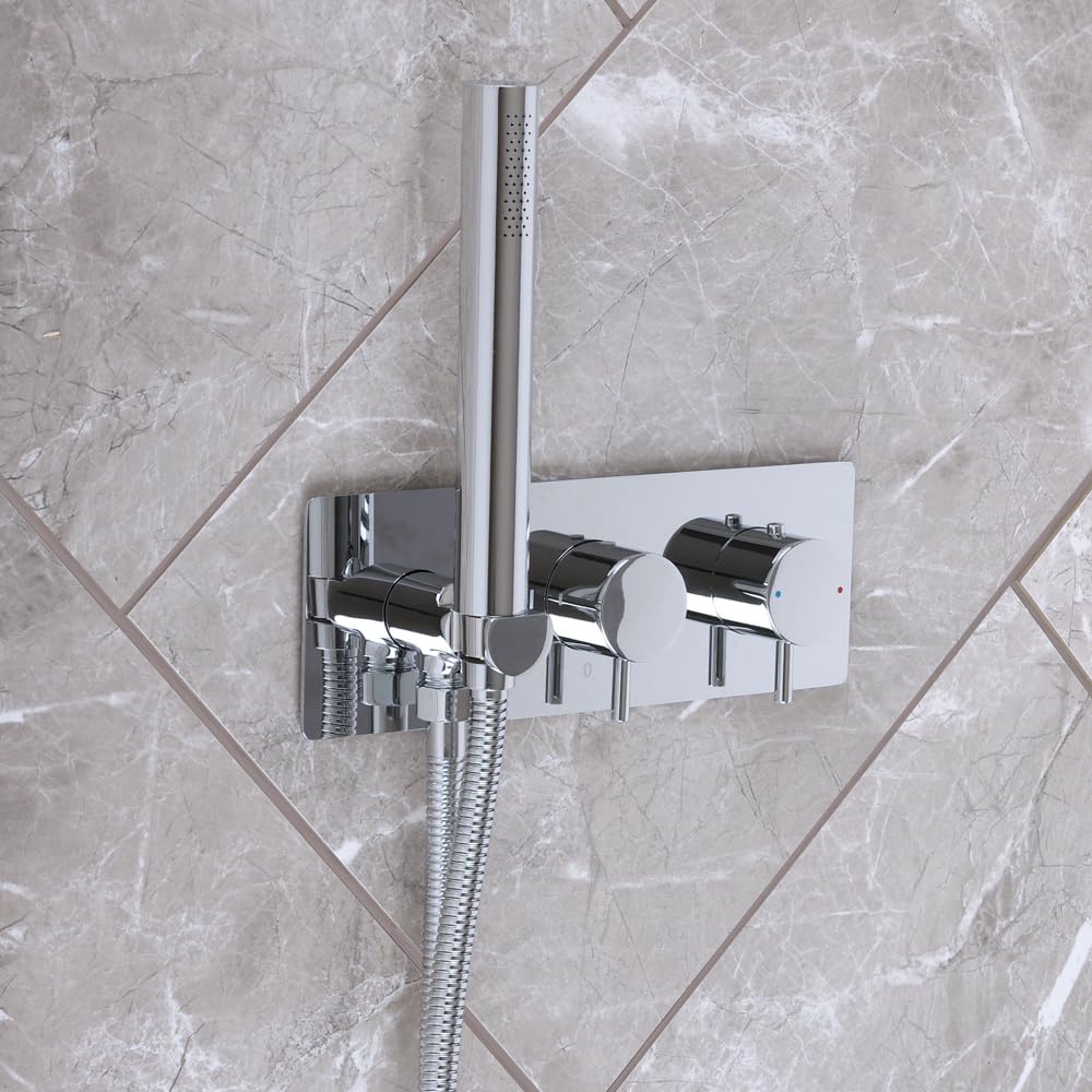 Milano Chrome Otto Thermostatic Mixer Valve Hand Shower Handset