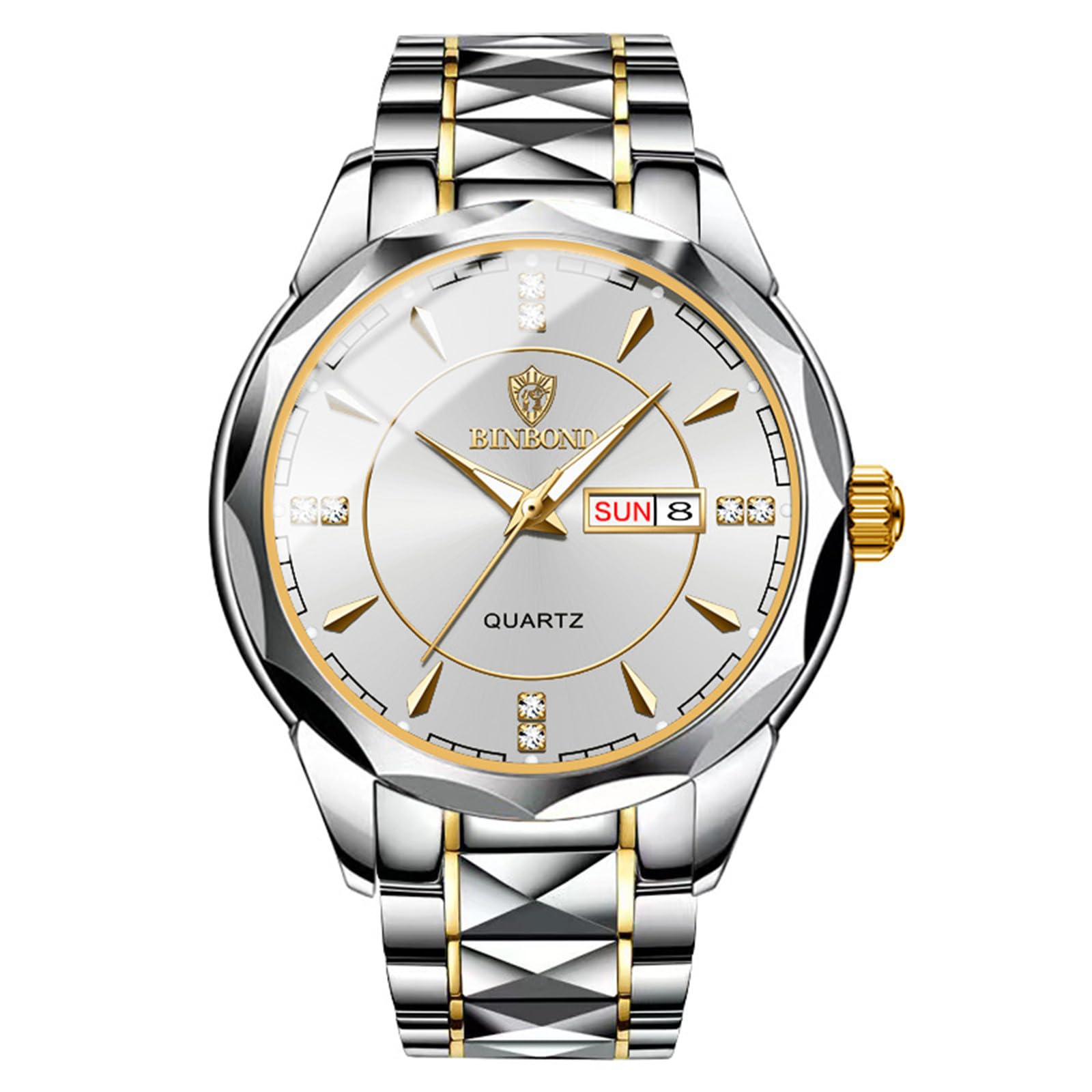OIDEA Armbanduhr mit Datum Edelstahl für Pärchen: Analog Quarz Herrenuhr Damenuhr mit Leuchtzeiger Stundenskala Zifferblatt Geschenk für Verliebte Paare Partner Herren Damen Gold Schwarz Silber