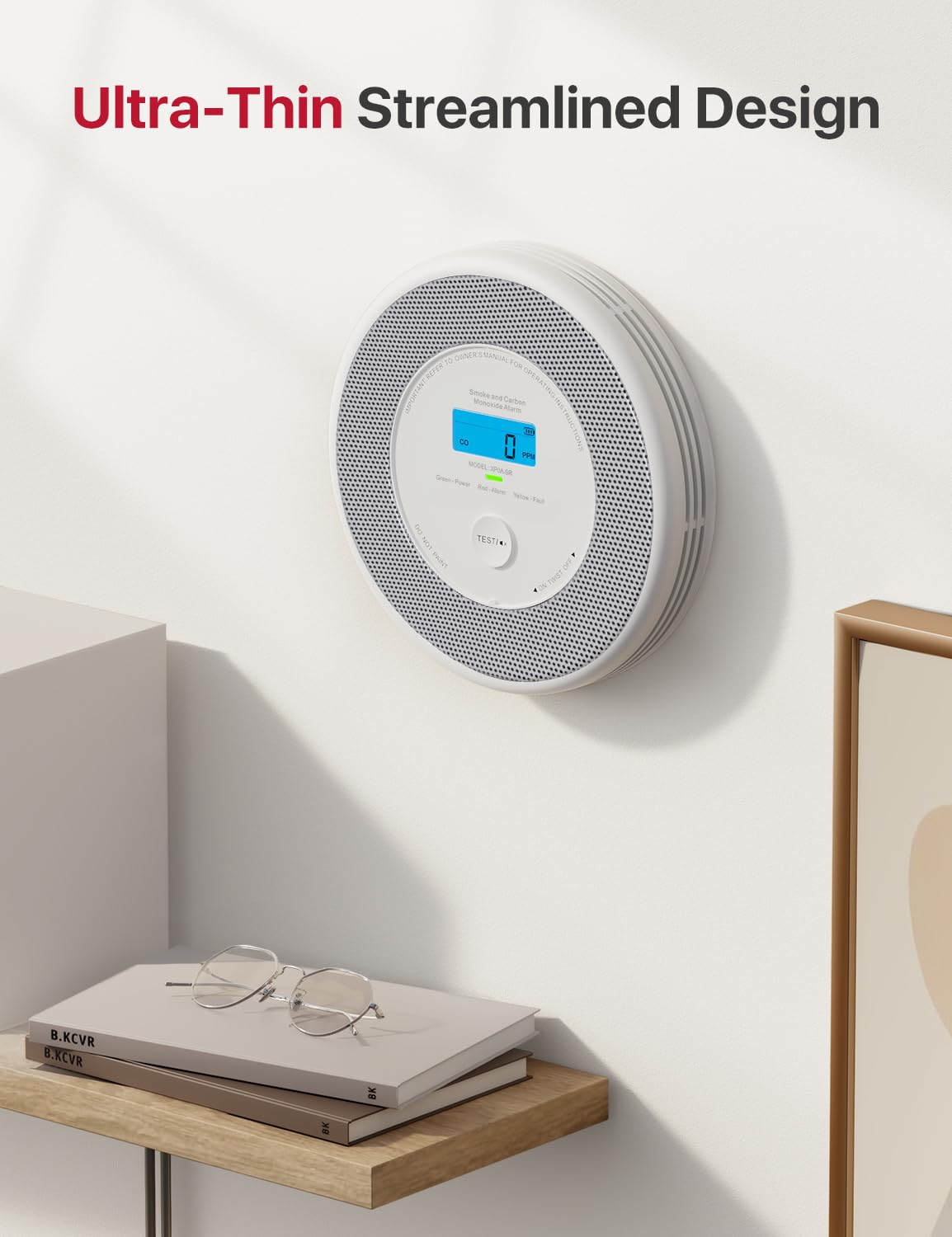 X-Sense Xp0A-SR Détecteur de fumée et de monoxyde de carbone pour sécurité incendie à la maison avec alertes vocales 30 mm Batterie remplaçable