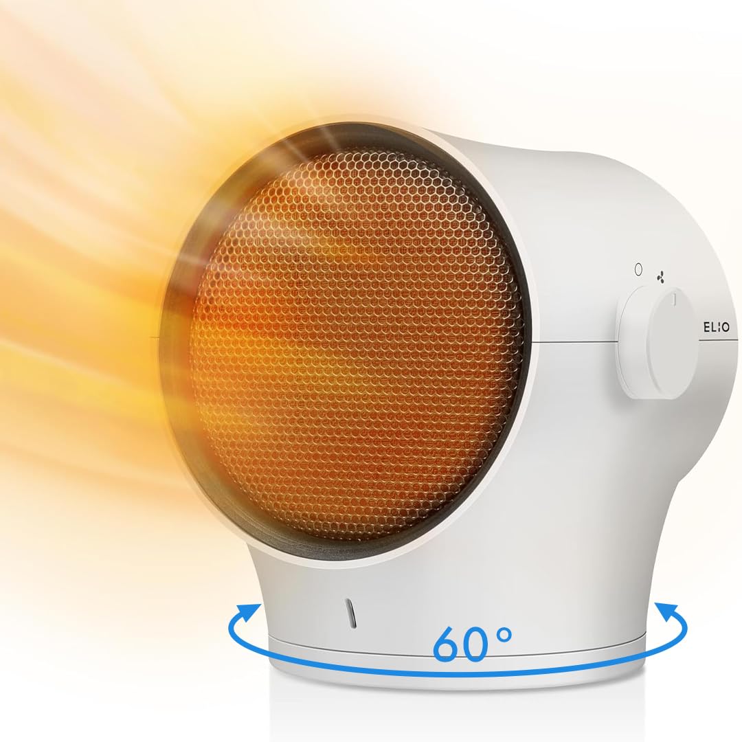Elio Oscillating Space Heater for Indoor Use 1000W Ceramic Portable Electric Heater up to 200 Square Ft 3s