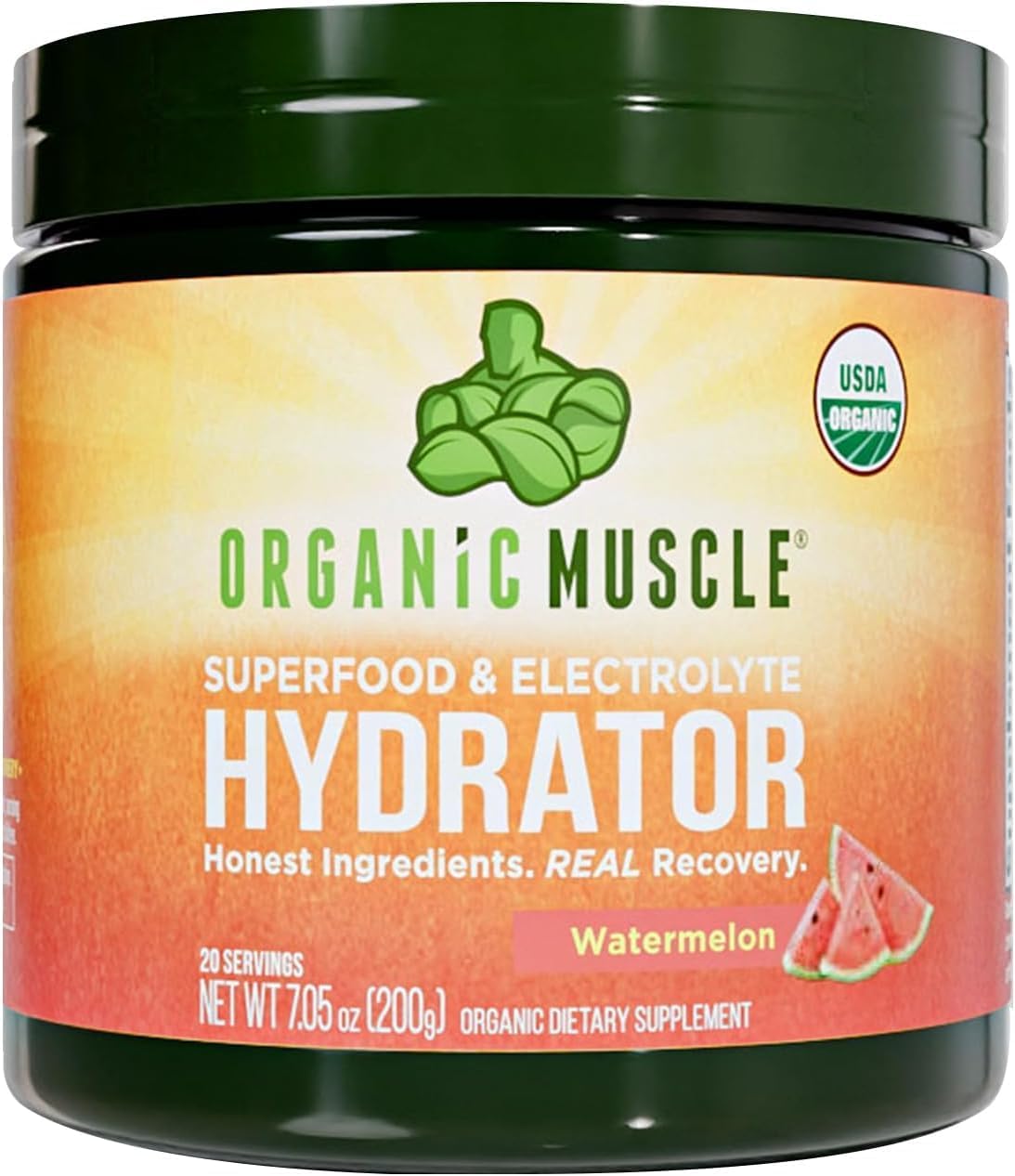 Organic Muscle Hydration Electrolytes Powder Supplement | USDA Certified Organic with Coconut Water, Pink Himalayan Salt | Plant Based, Vegan, Keto, Non-GMO | Watermelon Flavor, 20 Servings