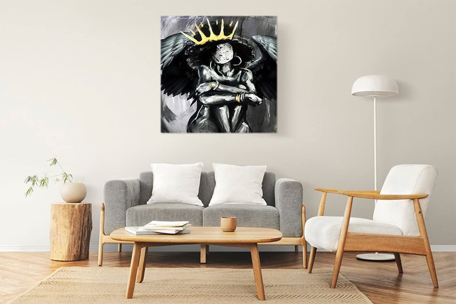 VERRE ART Wood Framed Canvas - Wall Decor for Living Room, Bedroom, Office, Hotels, Drawing Room (22in X 22in) - Africa Angel Queen