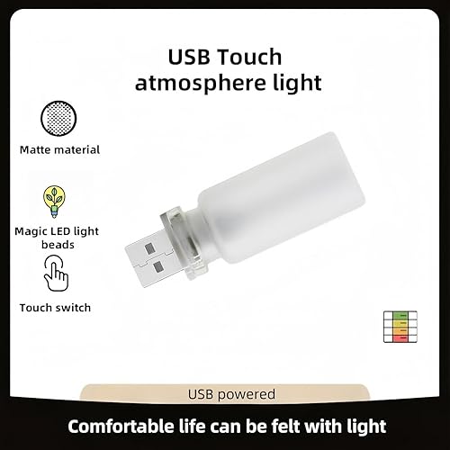 Miniatura 5 de Lámpara retro para automóvil, luces LED USB de ajuste táctil, bombilla de ambiente y noche enchufable para vehículos, dormitorio, pasillo,