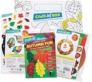 Baker Ross CBS009 Craft-it Box Halloween Kids Arts and Crafts Pack - Two Fun Creative Kits, Stickers and an Activity Book for Boys and Girls, Craft-it Box Dinosaur