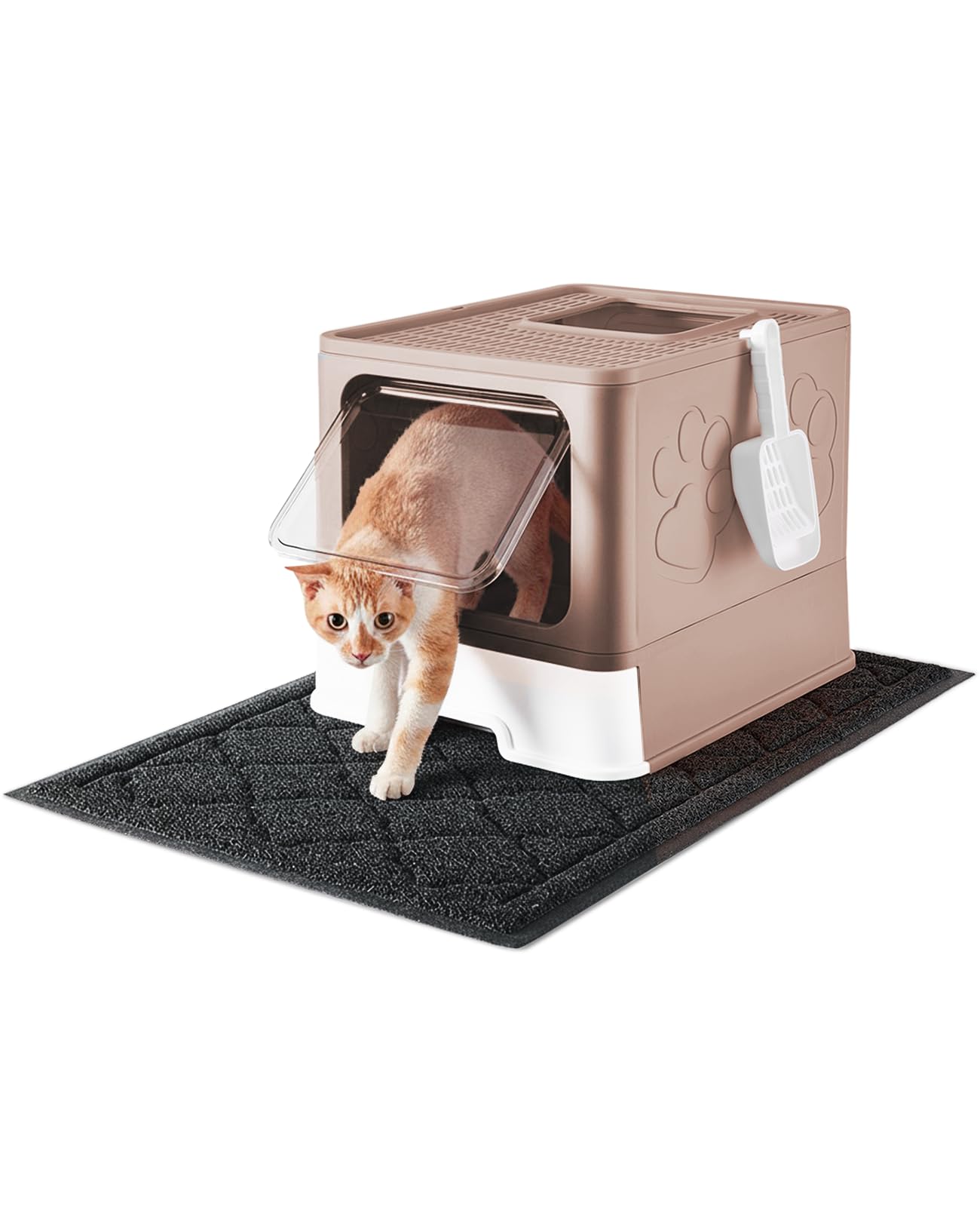Medario Cat Litter Box with X-Large Litter Mat and Scoop(Upgrade Coffee)