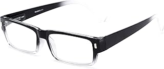 Readers.com Reading Glasses: The Althorpe Reader, Plastic Rectangle Style for Men and Women - Black/Clear Fade, 2.75