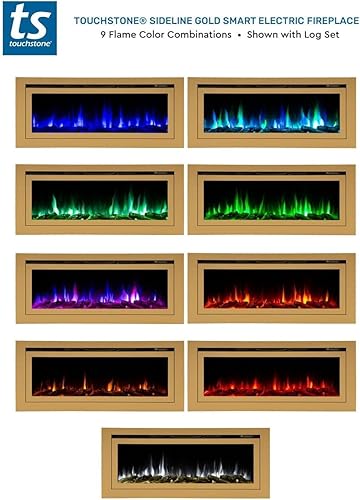 Miniatura 11 de Touchstone Sideline Deluxe - Chimenea eléctrica inteligente dorada, 60 pulgadas de ancho, habilitada para AlexaWiFi, empotrada en pared, 5 ajustes