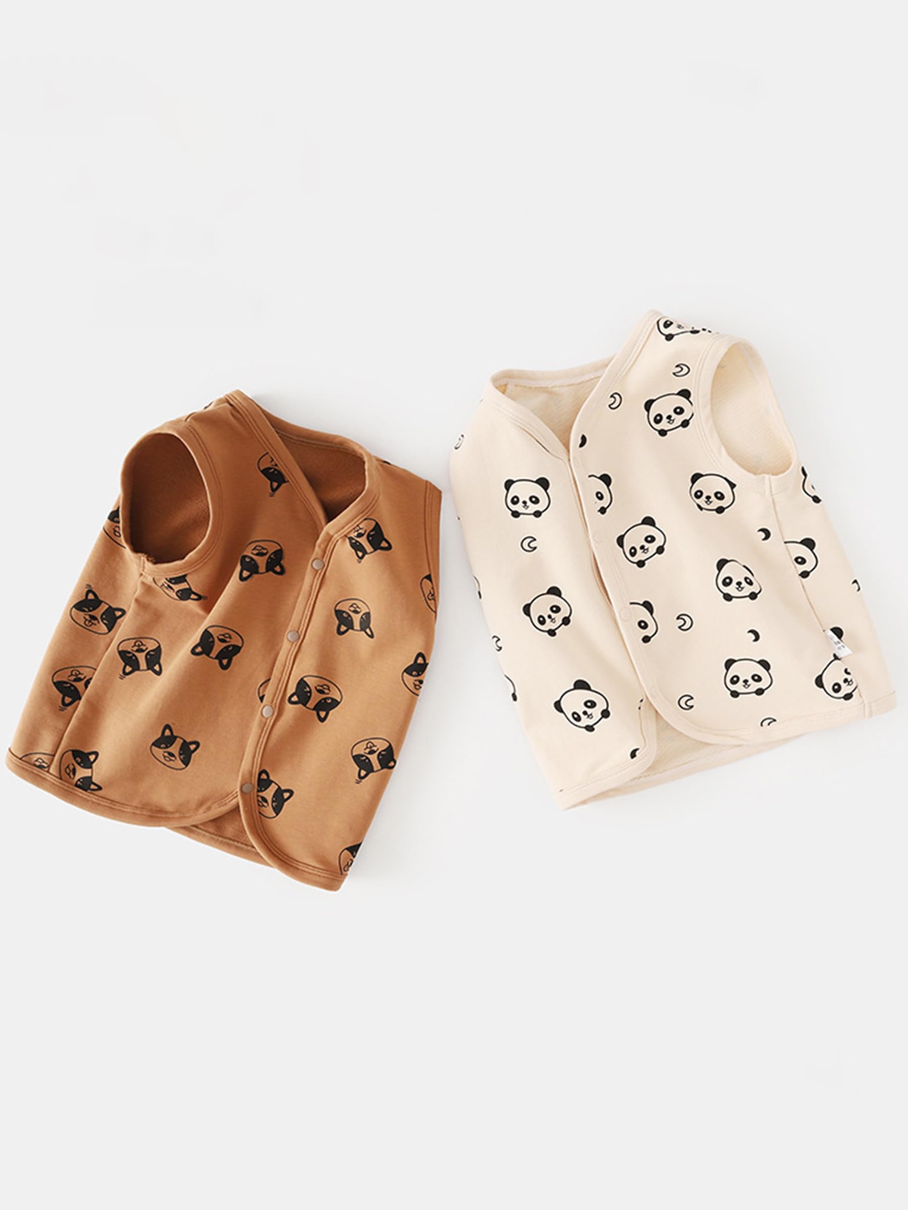 BéBé Enfant Mignon sans Manche Veste Fille Garçon Automne Col en V Motif Bouledogue Gilet Haut 0-5 Ans