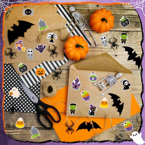 BeYumi Halloween Cute Sticker Roll - 1000Pcs Spooky Boo Skull Stickers Kids - image 4