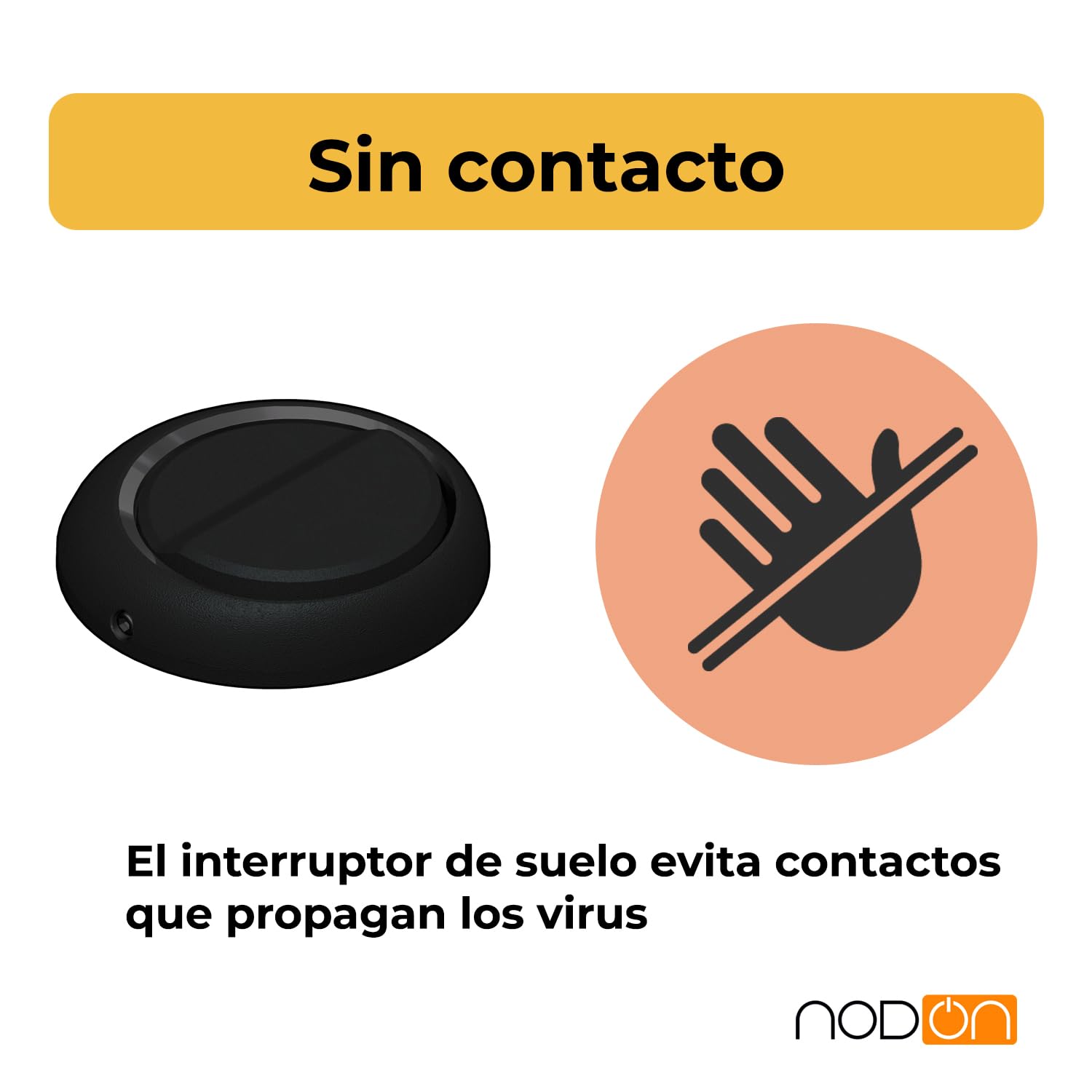 NodOn - EnOcean - Interruptor de suelo sin pilas, sin cables y sin mantenimiento, instalación rápida, sin obras, discreto, sin contacto, a prueba de virus, compatible con Jeedom, eedomus y MyUbiwizz
