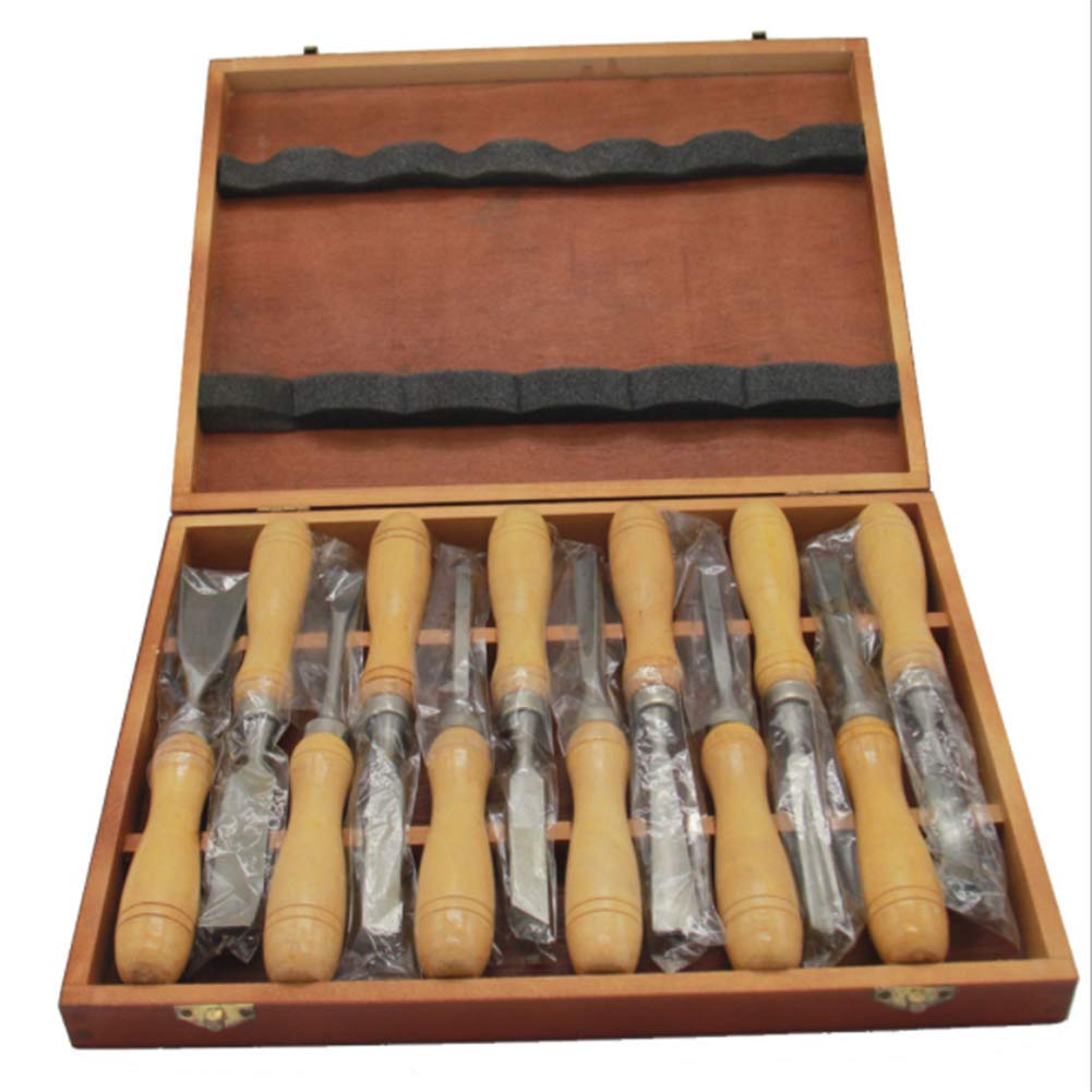 Juego de 12 cinceles para Madera Cuchillo para tallar Madera Juego para tallar Madera con Mangos de Madera y Caja de Madera para talladores y Artistas,