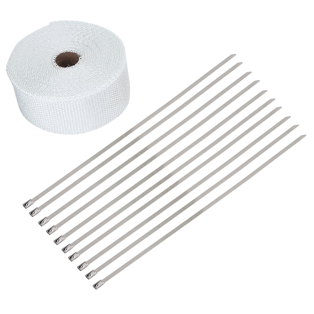 Biały kolektor termiczny bandaż-Duokon izolacja wysokotemperaturowa rura wydechowa taśma izolacyjna do samochodu/taśma motocyklowa 10m x 5cm x 1.5mm