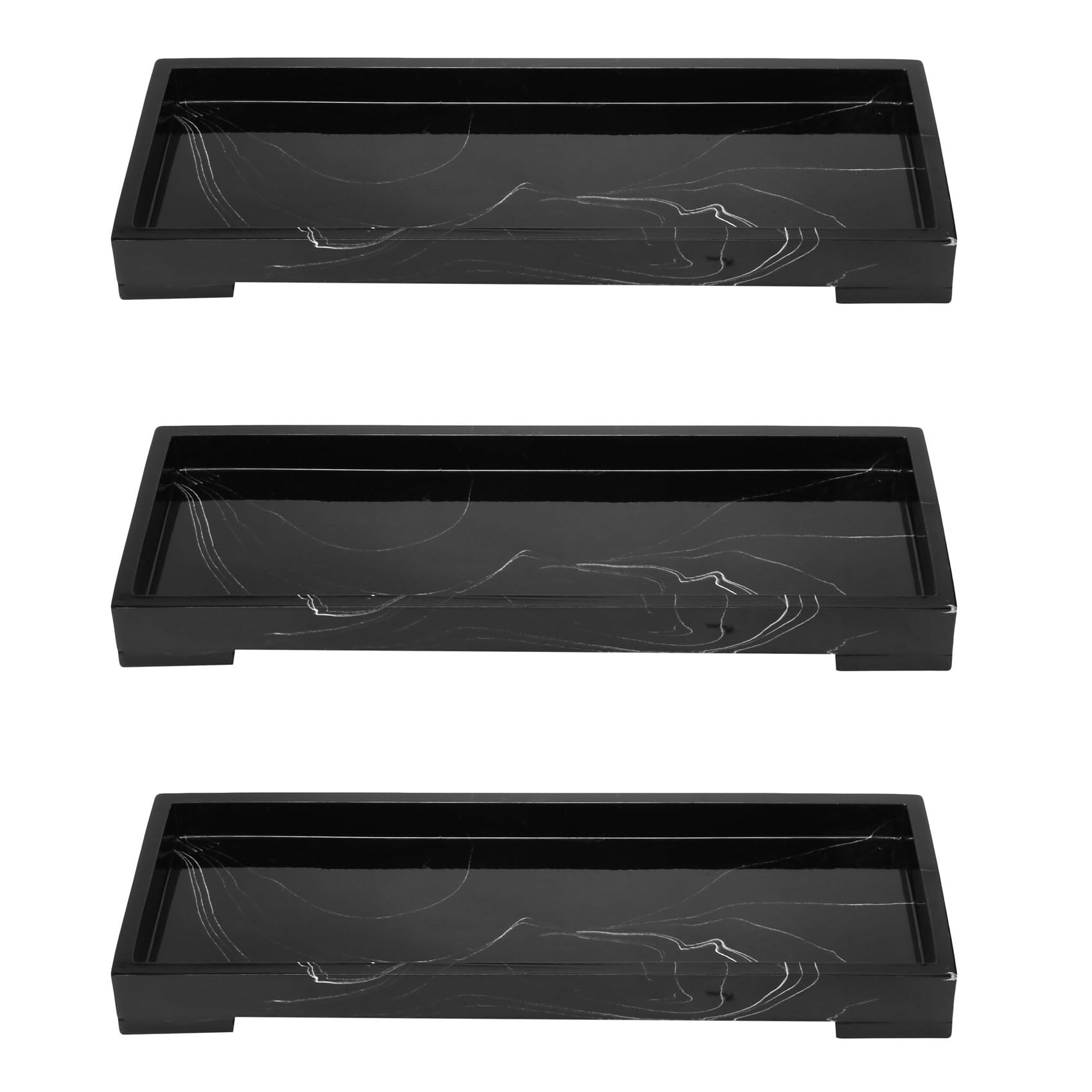 Hndhbfgrt 3X Vanity Tray Black Bathroom Vanity Countertops Toilet Tank Storage Tray, Marble Stone Vanity Tray for Closets