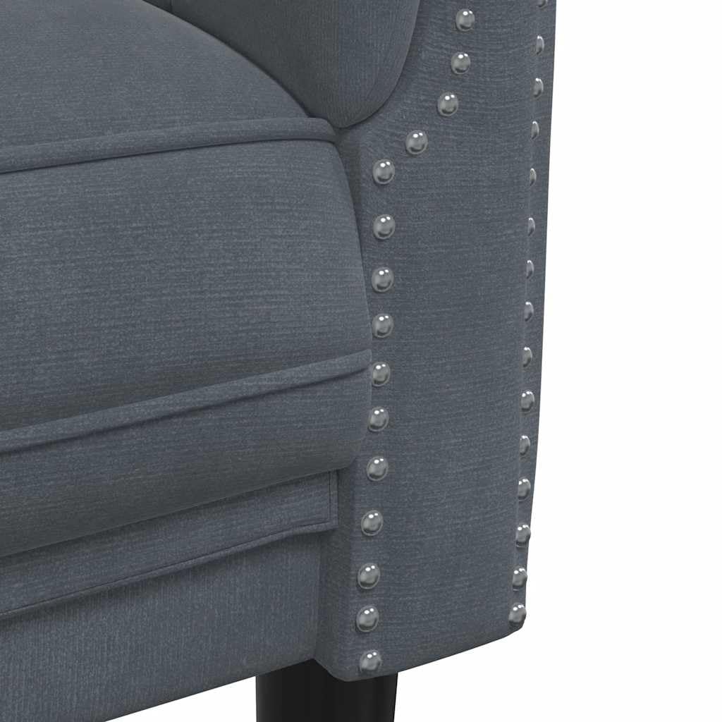 Sofá de 3 plazas de terciopelo gris oscuro, diseño moderno con tela suave y patas estables para la comodidad del salón