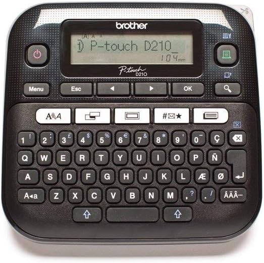 Brother PT-D210VP Label Maker, P-Touch Label Printer, Desktop, QWERTY Keyboard, Up to 12mm Labels, Includes Carry Case/AC Adapter/12mm Black on White Tape Cassette, UK Plug