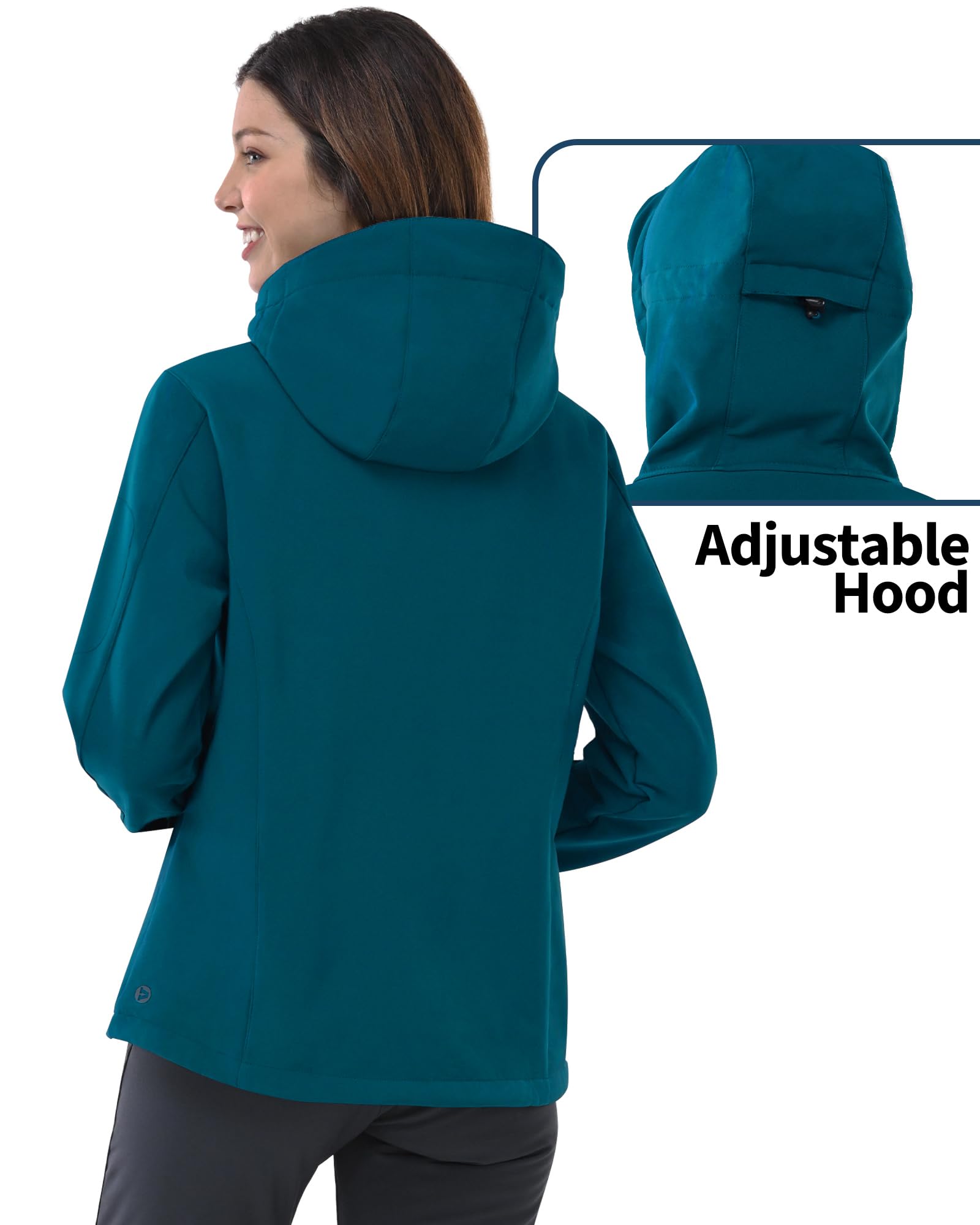 Outdoor Ventures Giacca da donna, impermeabile, traspirante, softshell – Giacca per le mezze stagioni, antivento, giacca funzionale con cappuccio