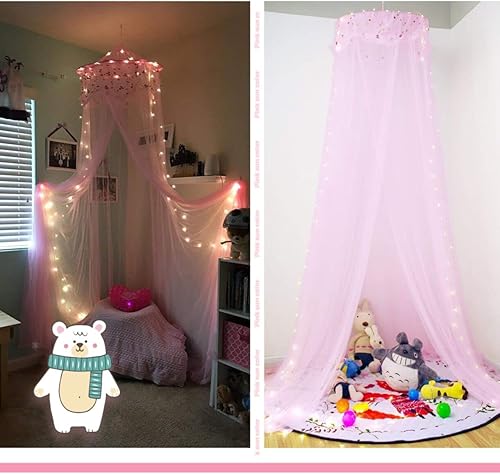 Miniatura 2 de MINI DIG Toldo de cama de princesa con luces de encaje de techo para decoración de dormitorio de niñas