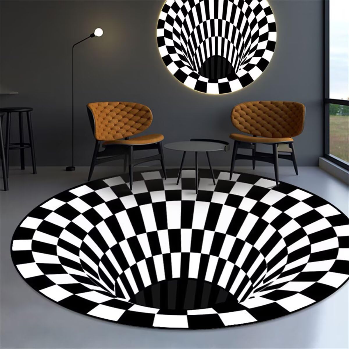 Tapis de balcon moderne résistant et lavable motif géométrique
