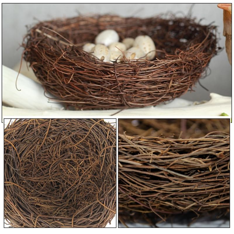 Image of 6-Pack Decorative Bird Nest Ornaments Rattan Bird Nest Decor Craft for Home Garden Cage Accessories Photo Props 4.72 X 4.72 X 1.77 in