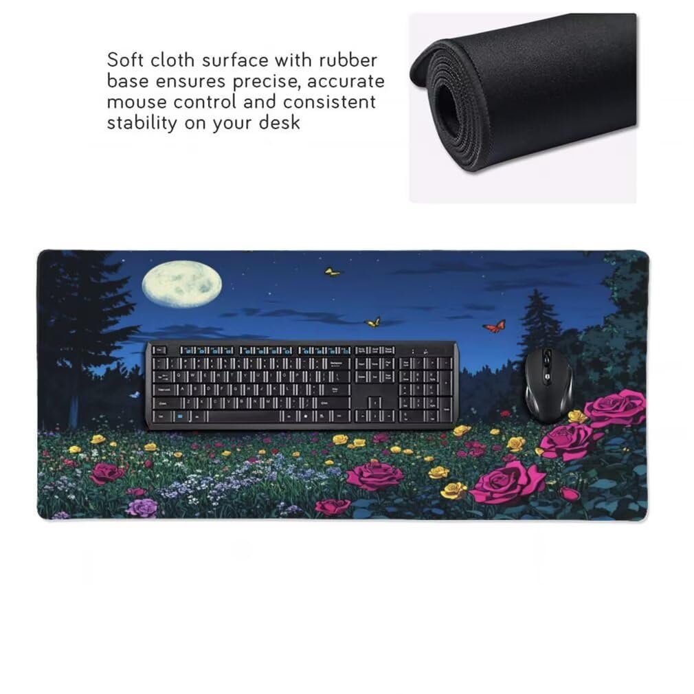 Tappetino Mouse Rosa, Mouse Pad XXL 1200 x 600 x 3 mm, Luna Piena Tappetino Gaming Grande Sottomano Scrivania, Impermeabile Mousepad Lavabile con Base in Gomma Antiscivolo per Computer-MP1537