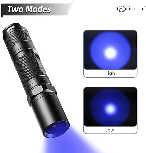 Miniatura 2 de LIGHTFE Linterna UV Blacklight de 365 nm con salida de alta potencia, haz puro para luz de curado de pegamento UV, brillo fluorescente de roca y