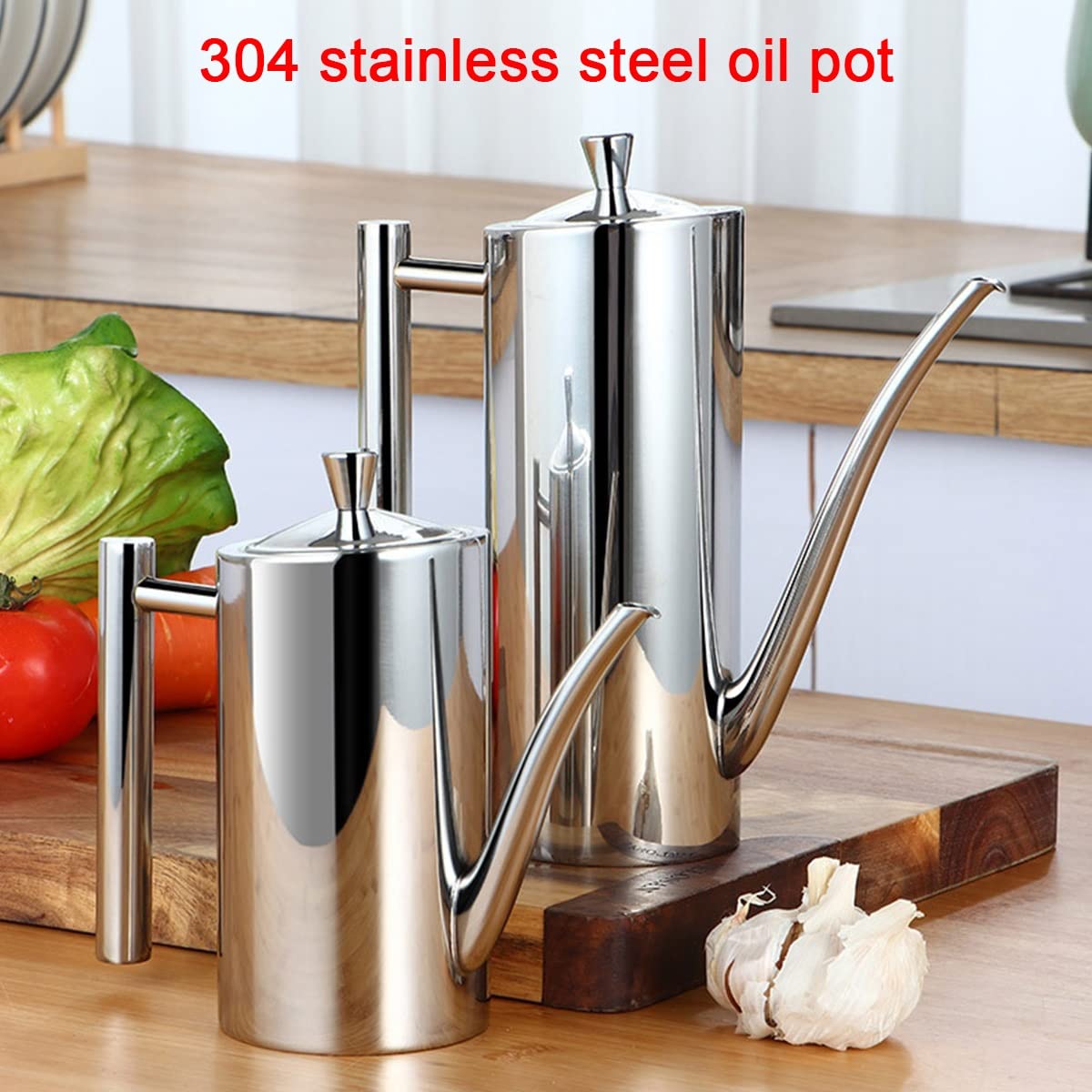 Dispenser per olio, bottiglia da cucina in acciaio inox antigoccia, ideale per olio d'oliva, aceto, salsa di soia, contenitore da cucina con coperchio per versare facilmente, 500 ml