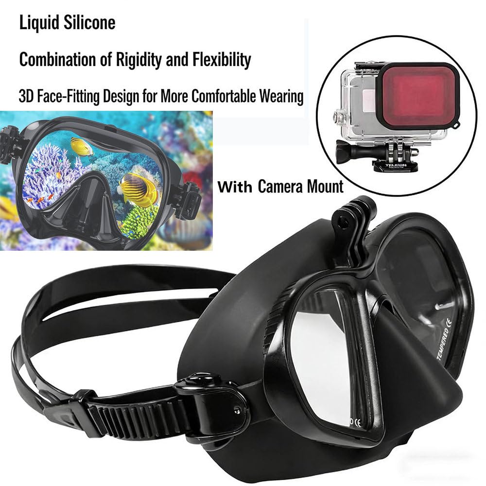 MáScara De Buceo Y Snorkel PanoráMica, Gafas De Buceo con System Antivaho, MáScara De Cristal Templado para Apnea Y Buceo— Ideal para Buceo, Snorkel Y NatacióN. C