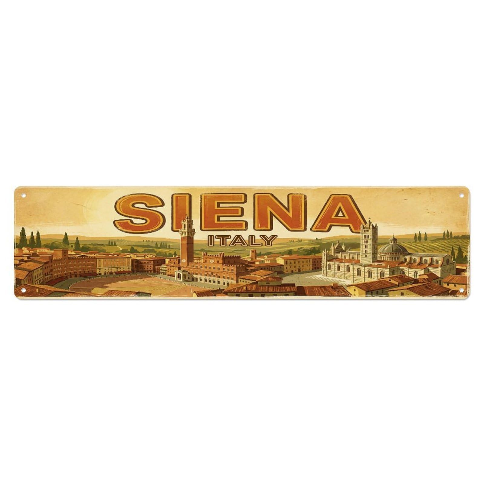 Tgrcjimh Style Metal Tin Sign Vintage Travel Italy Siena