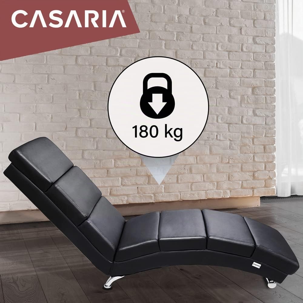Casaria® Poltrona Chaise Longue 186x89x55 cm Lettino Sdraio Ergonomico in Tessuto Imbottito Portata 180 kg Soggiorno Ufficio Interno Reclinabile Lettura