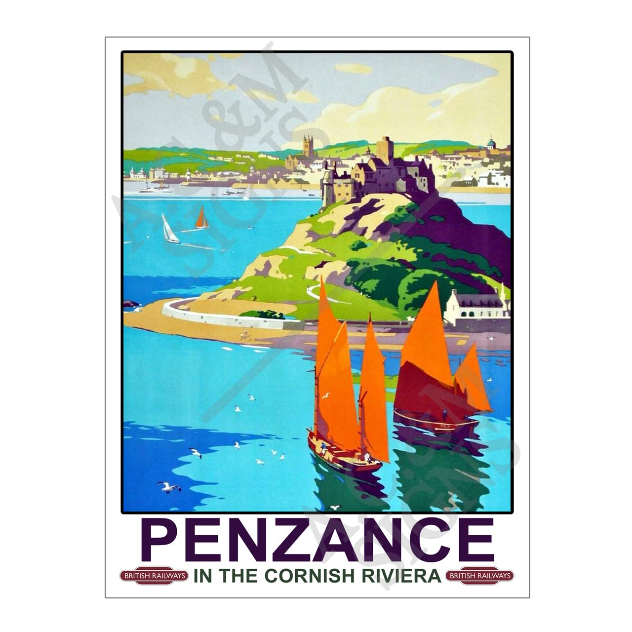 Metal Sign Plaque Penzance Riviera British Railways Train 8x6in 12421