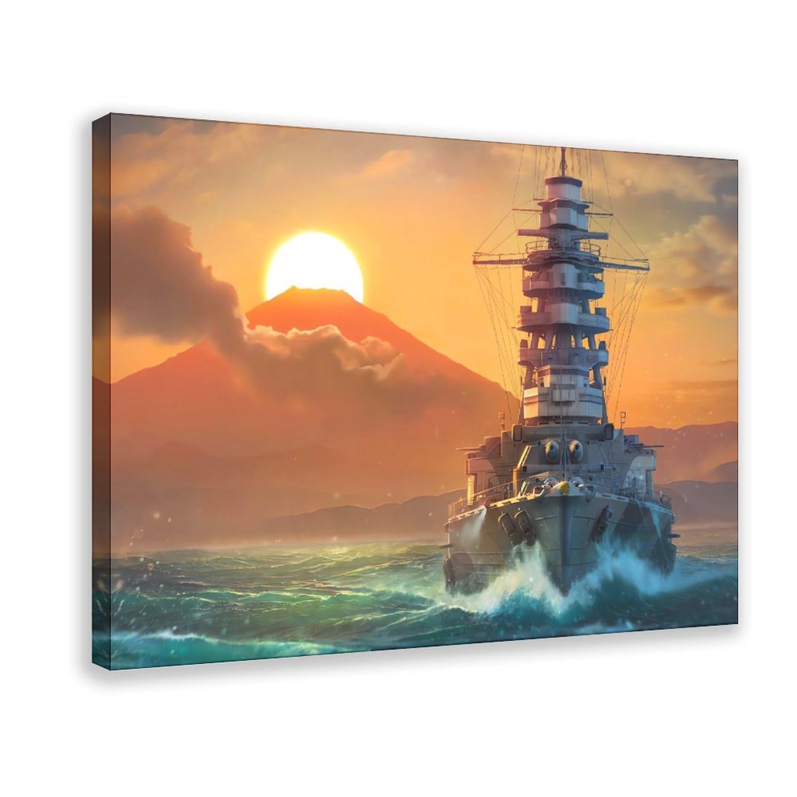 Qnvjqkdsi Frame Japanese Battleship Art Canvas Poster Wall Art Decor Print Picture Paintings For Living Room Bedroom Decoration 24" L X 36" W