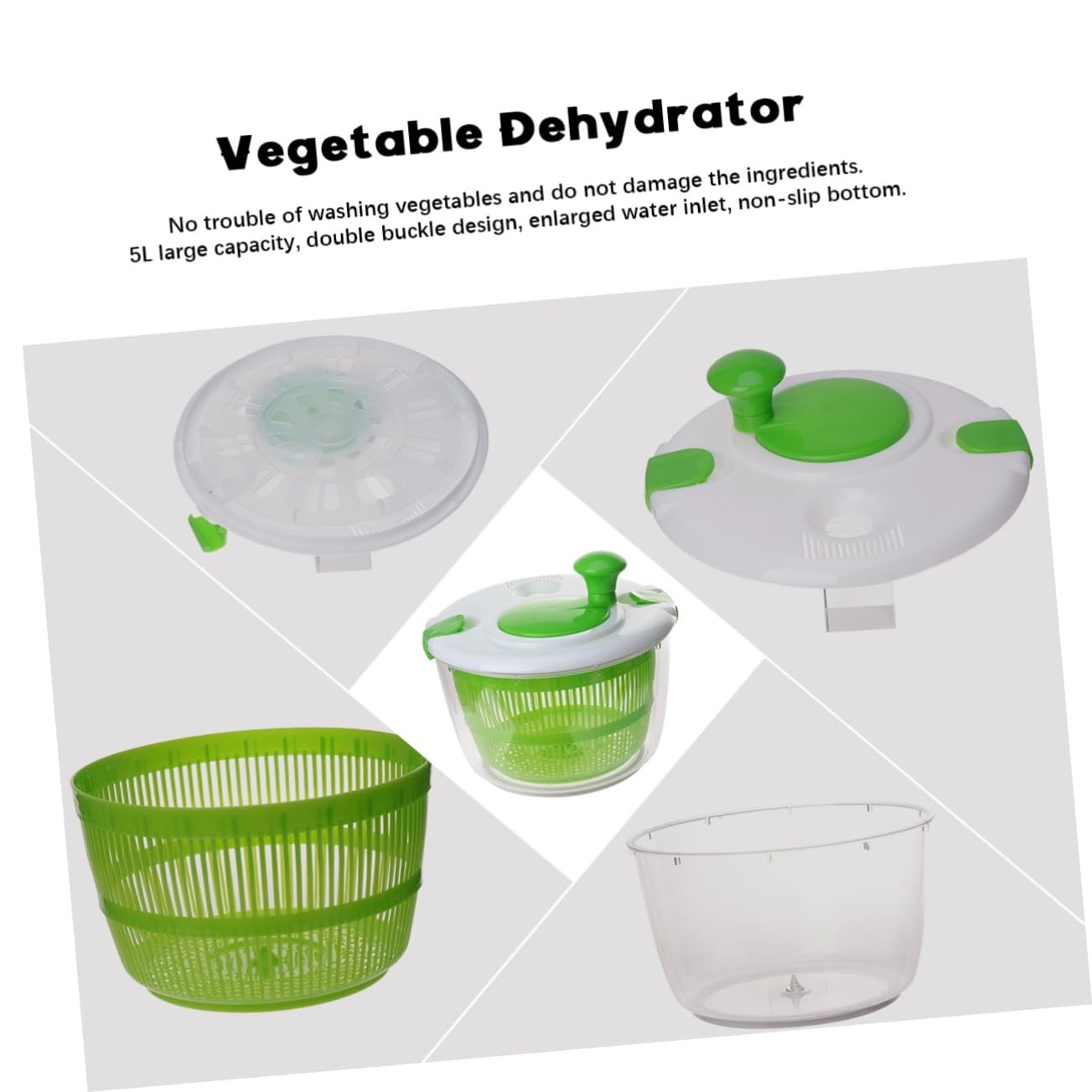 MAGICLULU Asciuga Insalata Manuale in Plastica Verde per Verdure e Frutti, Disidratatore per Uso Domestico e Preparazione Insalate Fresche