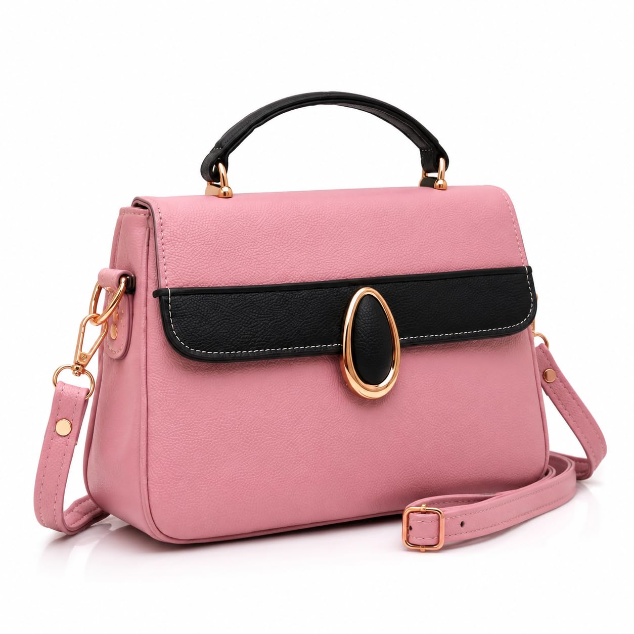 Women's White Crossbody Sling Handbag with Adjustable & Detachable Strap-image-10