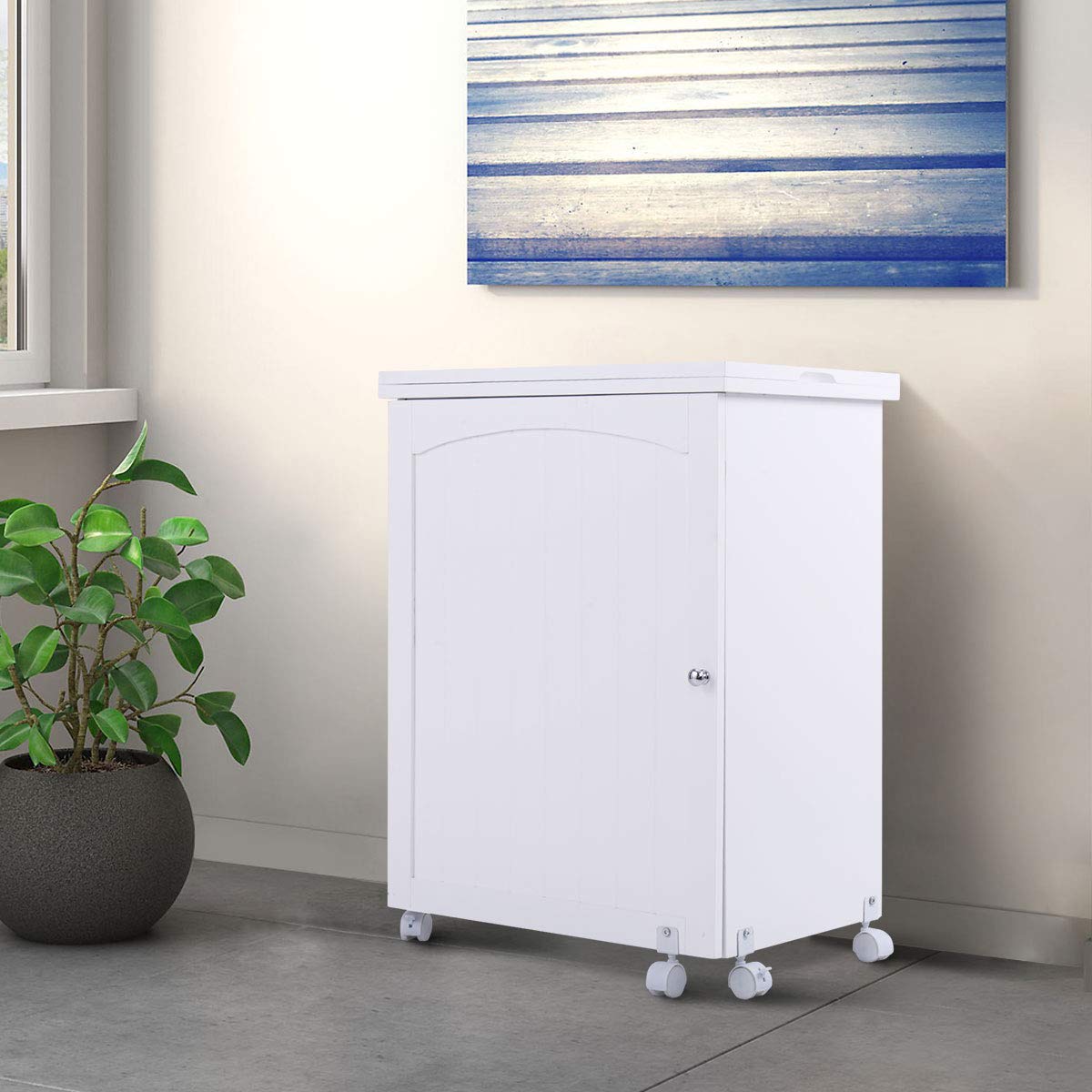 COSTWAY Armoire Machine à Coudre Pliable Table pour Machine à Coudre avec 3 Etagères 117 x 40 x 77cm, Blanc