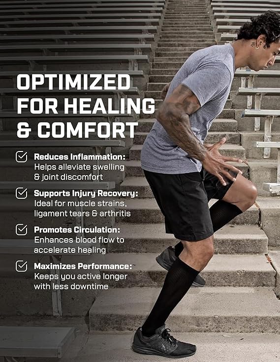 Image of DFND Unisex Hybrid Ax /Rx Over the Calf Compression Socks (1 Pair) - Injury Relief, Recovery - Made in USA