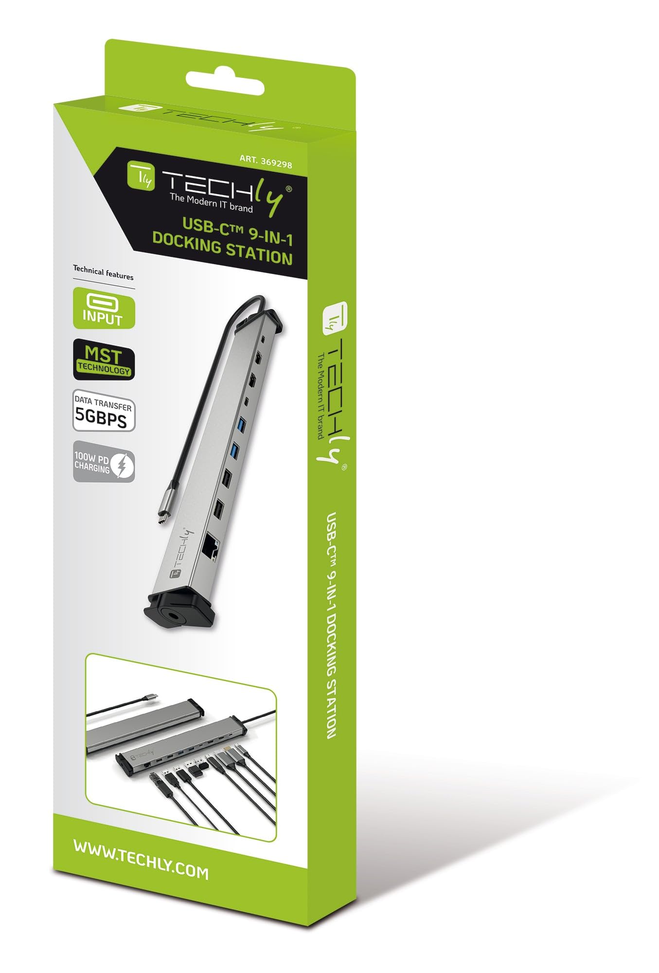 Techly 369298 Docking Station 9 in 1 USB-C™ Hub USB HDMI RJ45 Silver