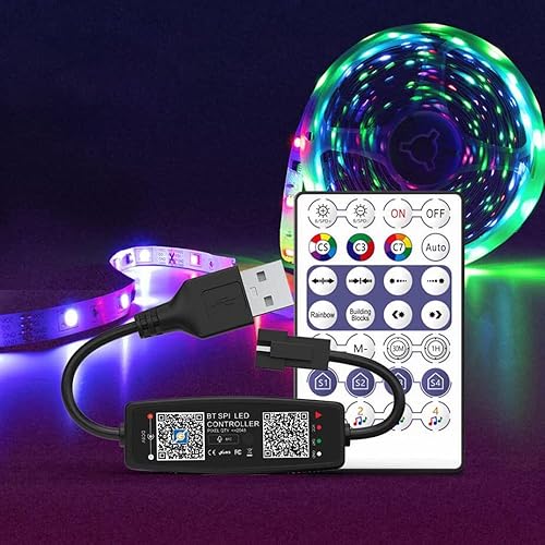 Miniatura 4 de WS2811 WS2812B controlador LED Bluetooth música con micrófono para SK6812 WS2812 Pixel LED tira de luz APP 28Keys remoto USB 5V