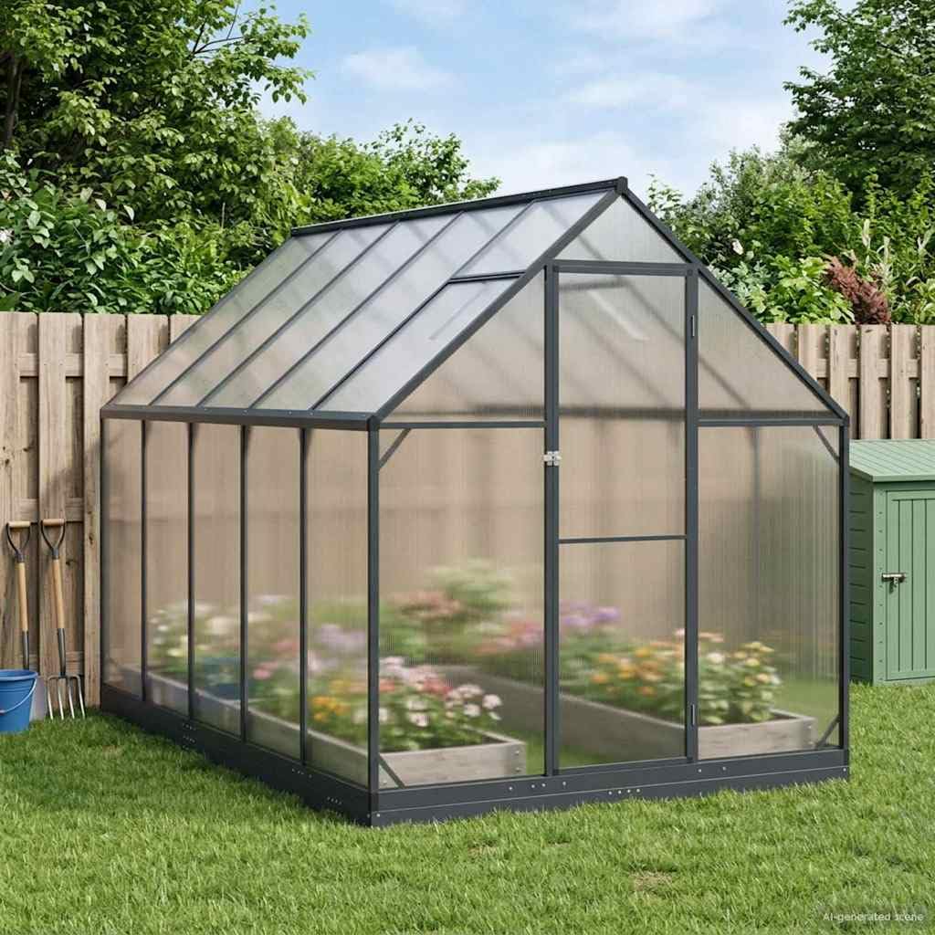 Aluminiowa szklarnia ogrodowa ocynkowana 183,5 x 303,5 x 207 cm | Regulowana wysokość, przenośna, odporna na warunki atmosferyczne, montaż 3-osobowy, kształt
