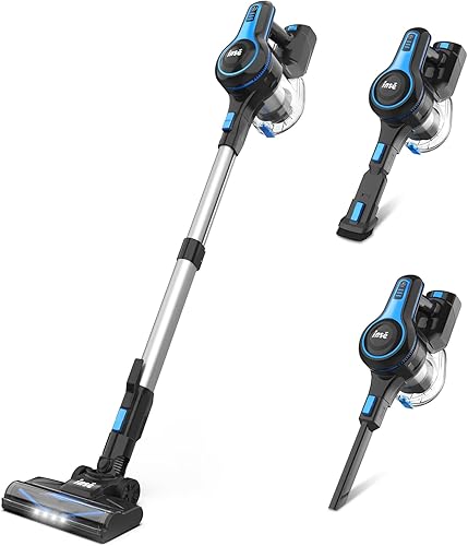 INSE Cordless Vacuum Cleaner, 6-in-1 Rechargeable Stick Vacuum with 2200 m-A-h Battery, Powerful Lightweight Cordless Vacuum, Up to 45 Mins Runtime,
