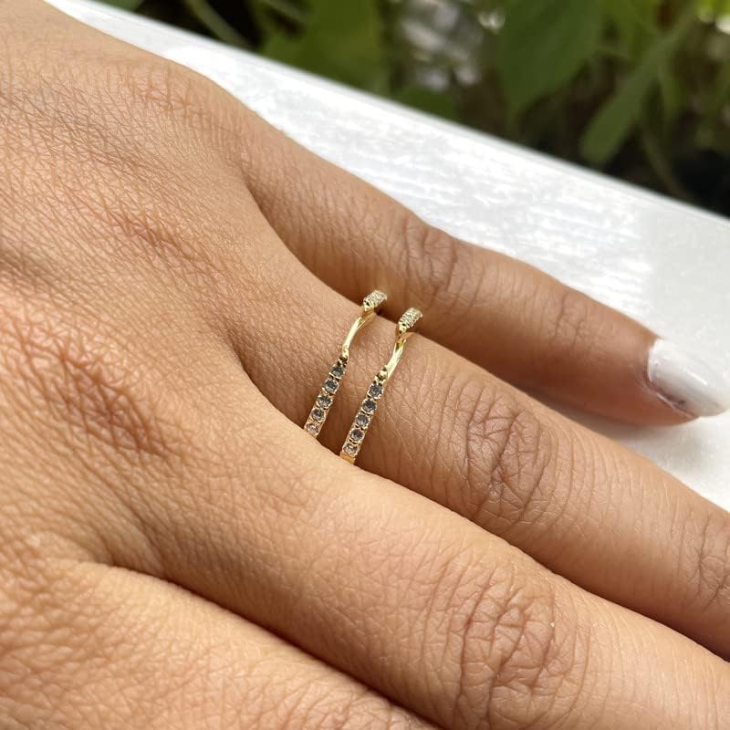 Round Cut White Diamond Enhancer Guard Wedding Band for Women, 14K Gold Finish 925 Silver Ladies Diamond Wrap Band Ring