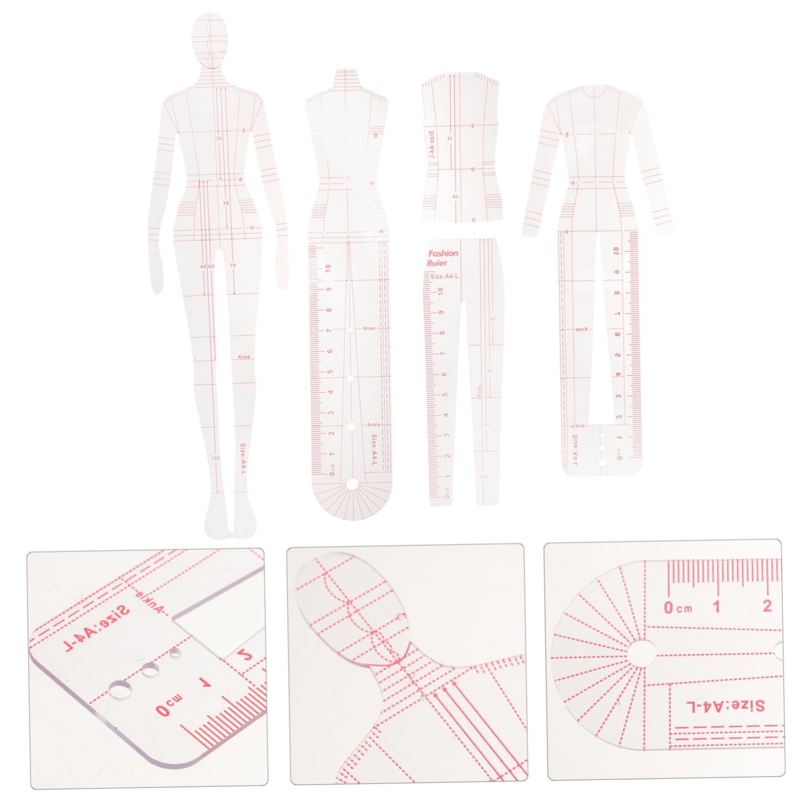 Holibanna 2 Series Plantillas De Acolchado De Acrílico Para Confección Diy Humanoide Para Patchwork Herramienta De Costura Para Principiantes Y Profesionales 5 Piezas*2