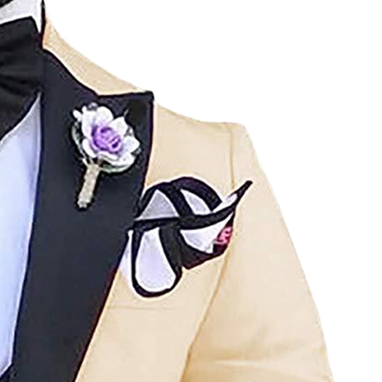 Men's Slim Fit 3 Piece Suit Set Peaked Lapel One Button Tuxedo Suits Solid Party Dinner Jacket Vest & Pants Sets (Apricot,2X-Small)